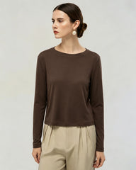 Washable Silk Jersey Long Sleeve T Shirt