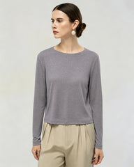 Washable Silk Jersey Long Sleeve T Shirt