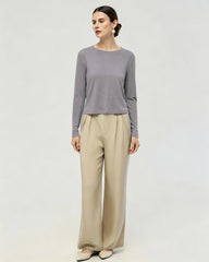 Washable Silk Jersey Long Sleeve T Shirt