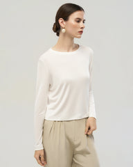 Washable Silk Jersey Long Sleeve T Shirt
