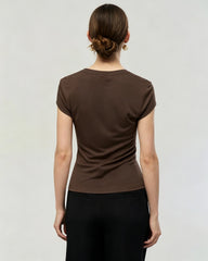 Washable Silk Jersey Scoop Neck Fitted T Shirt