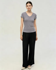 Washable Silk Jersey Scoop Neck Fitted T Shirt