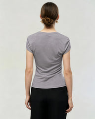 Washable Silk Jersey Scoop Neck Fitted T Shirt