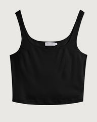 Washable Silk Jersey Square Neck Cropped Tank