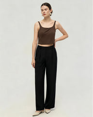 Washable Silk Jersey Square Neck Cropped Tank