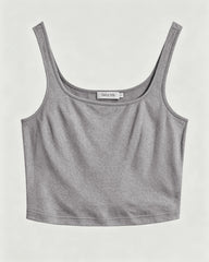 Washable Silk Jersey Square Neck Cropped Tank