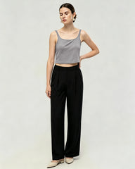 Washable Silk Jersey Square Neck Cropped Tank