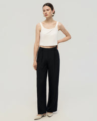 Washable Silk Jersey Square Neck Cropped Tank