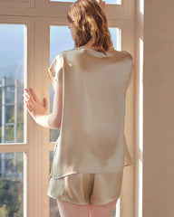 Washable Silk Short Sleeve Pajama Set