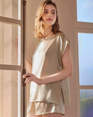 Washable Silk Short Sleeve Pajama Set