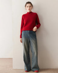 Women’s Cable Trim Raglan Cashmere Sweater