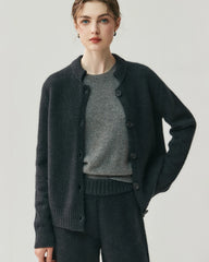 Women's Cashmere Wool Knit Cardigan and Shorts Set