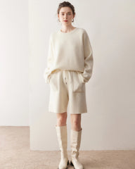 Women's Cashmere Wool Knit Sweater and Shorts Set