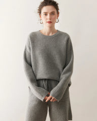 Women's Cashmere Wool Knit Sweater and Shorts Set