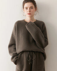 Women's Cashmere Wool Knit Sweater and Shorts Set