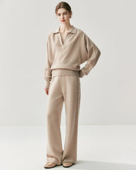 Women's Cashmere Wool Wide Leg Knit Pants
