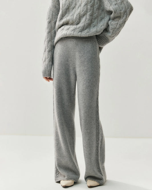 Women's Cashmere Wool Wide Leg Knit Pants