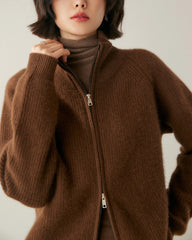 Women’s Cashmere Wool Zip-Up Cardigan