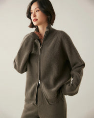 Women’s Cashmere Wool Zip-Up Cardigan
