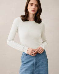 Women’s Crew Neck Wool Cashmere Knit Top