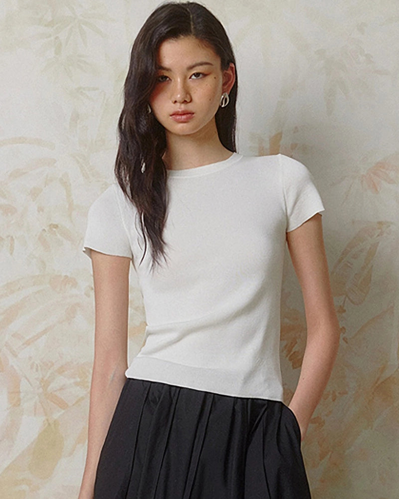 Women’s Fitted Silk Jersey Crew Neck