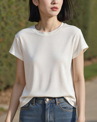 Women’s Silk Jersey Crew Neck Tee