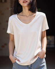 Women’s Silk Jersey V Neck Tee