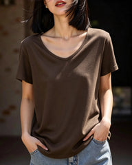 Women’s Silk Jersey V Neck Tee