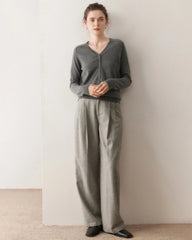 Women's V-Neck Half Cardigan Cashmere Sweater