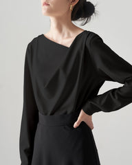 Asymmetrical Neck Silk Blouse