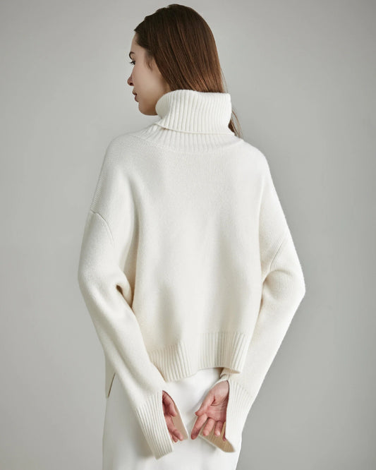 Women's Oversized Turtleneck Cashmere Sweater White