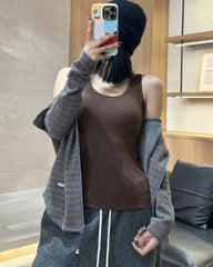 Wool Brushed Thermal Tank with Built-In Bra