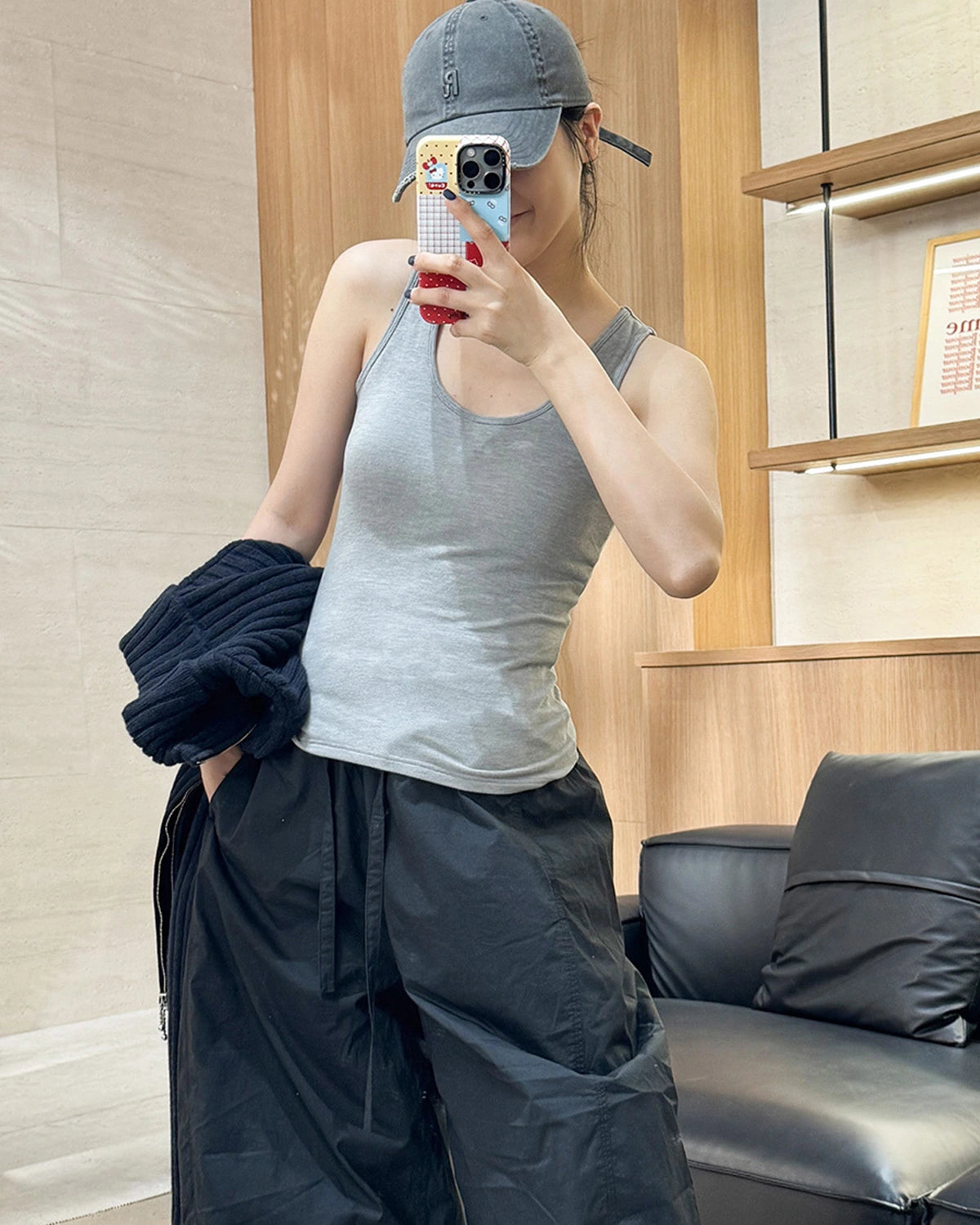 Wool Brushed Thermal Tank with Built-In Bra