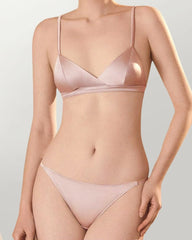 Silk Triangle Bralette and V String Panty Set