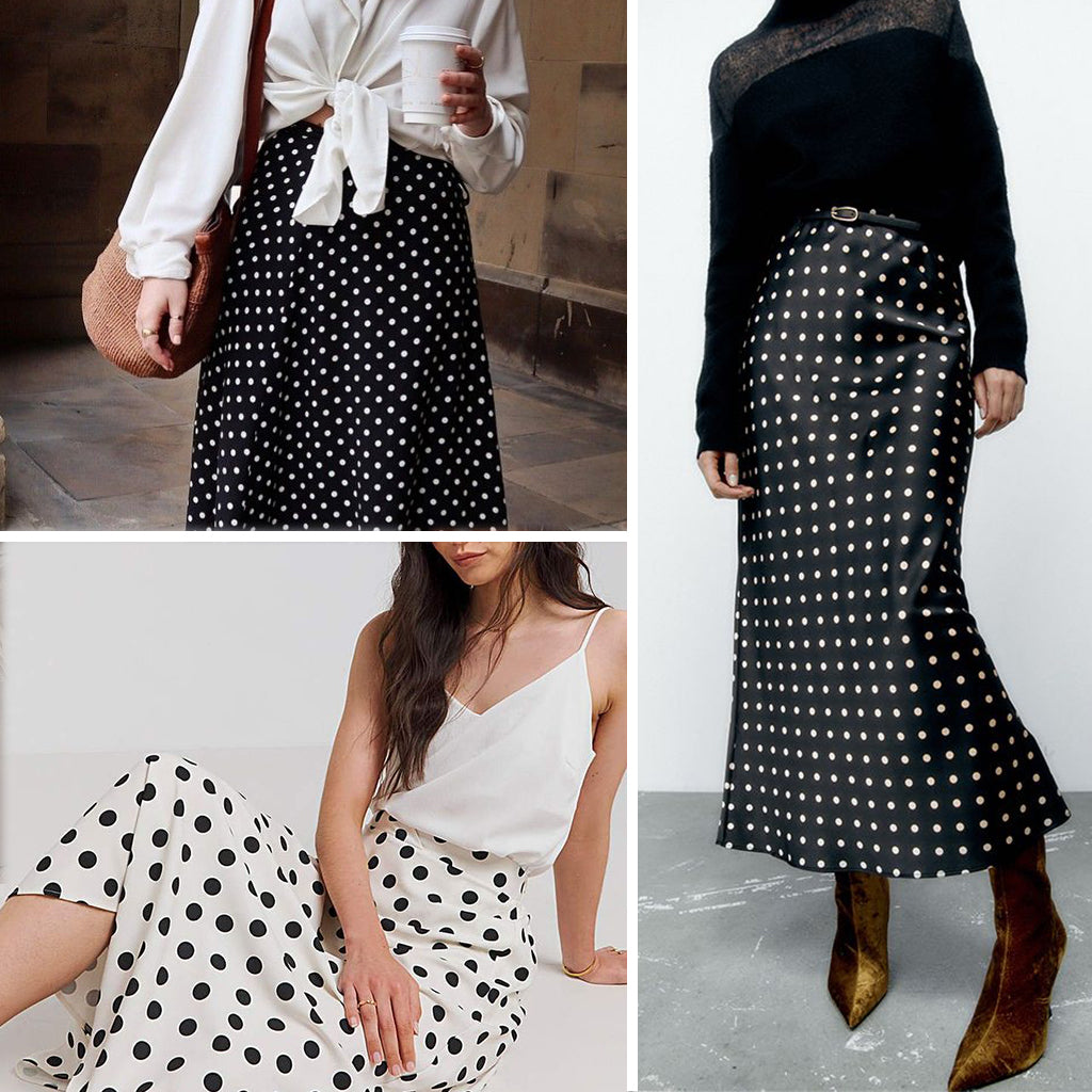 スカート theory polkadot silk skirt DAISYSILK Silk Midi Skirt Polka Dot Skirt Elastic Waist